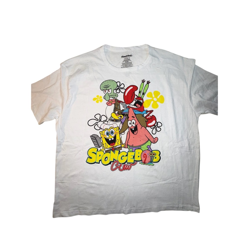 Nickelodeon SpongeBob SquarePants Crew Graphic T-Shirt Mens 2X White
